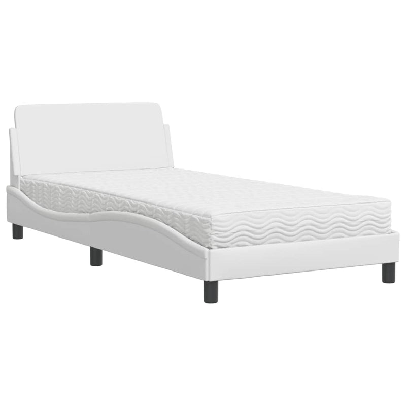 Bed met matras kunstleer wit 100x200 cm
