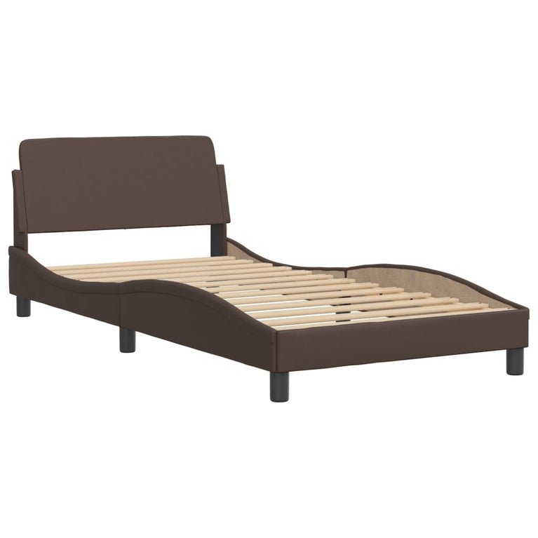 Bed met matras kunstleer bruin 100x200 cm