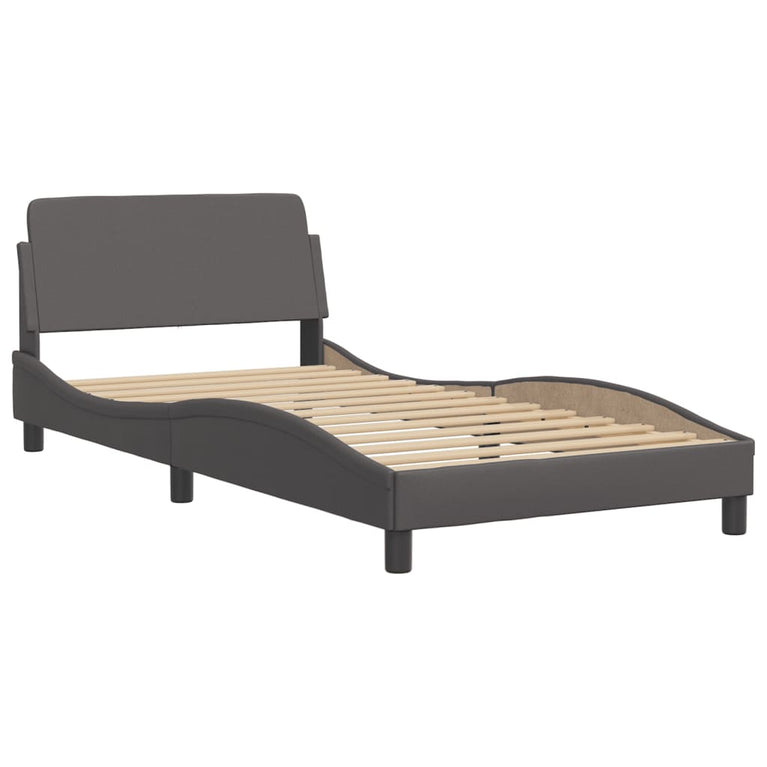 Bed met matras kunstleer grijs 100x200 cm