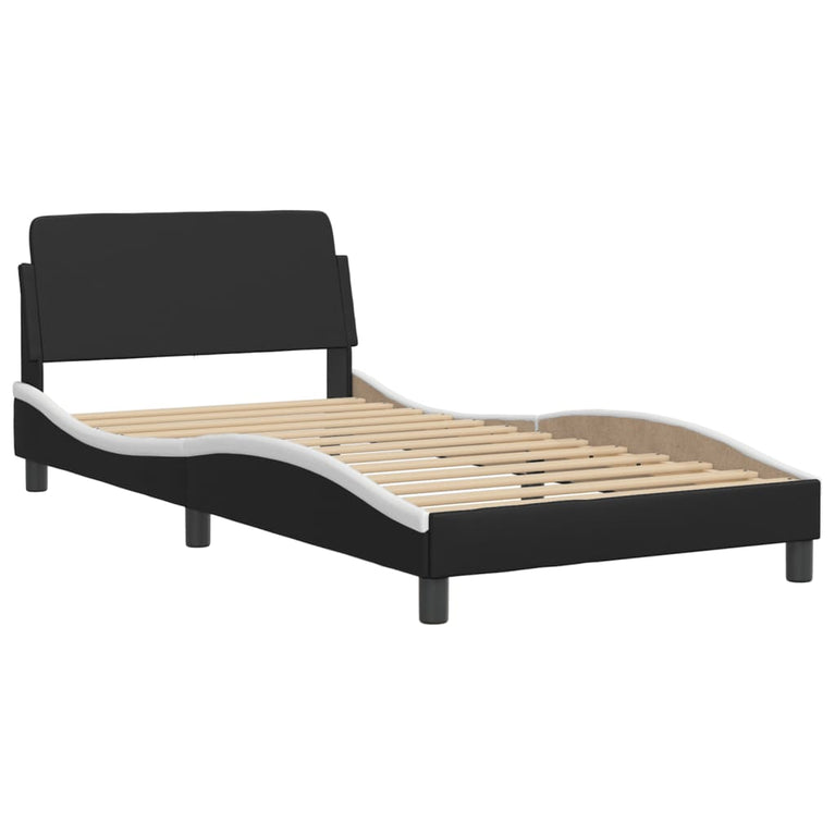 Bed met matras kunstleer zwart en wit 100x200 cm