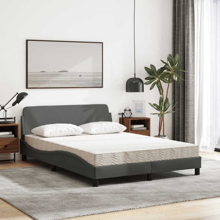 Bed met matras stof donkergrijs 120x200 cm