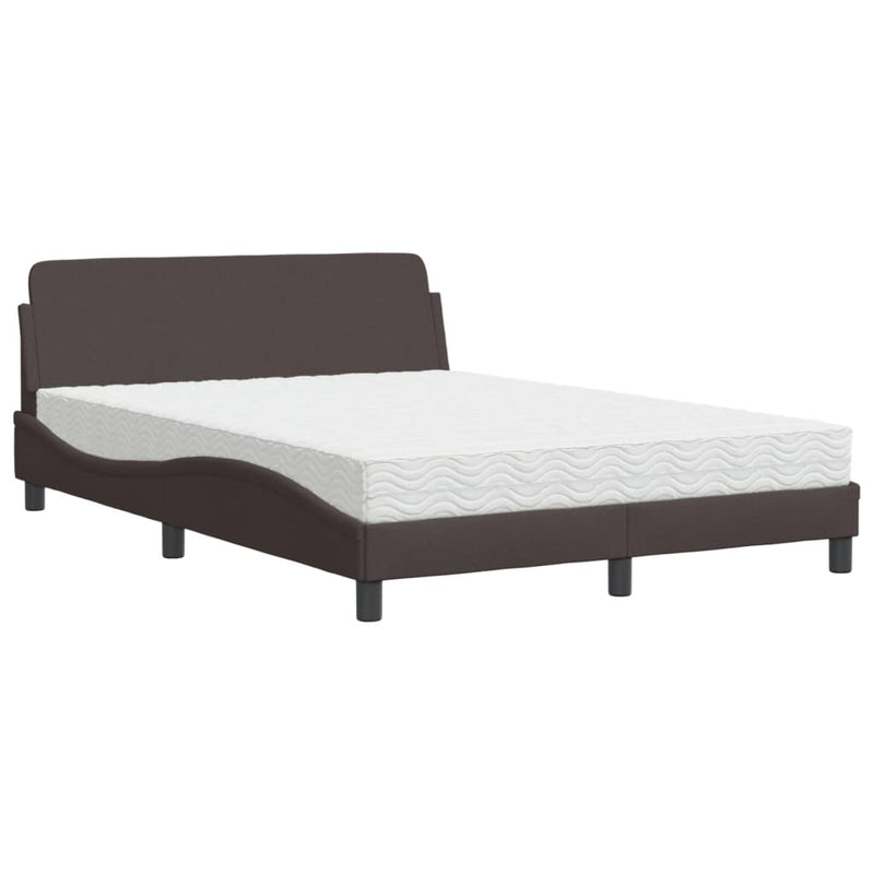Bed met matras stof donkerbruin 120x200 cm