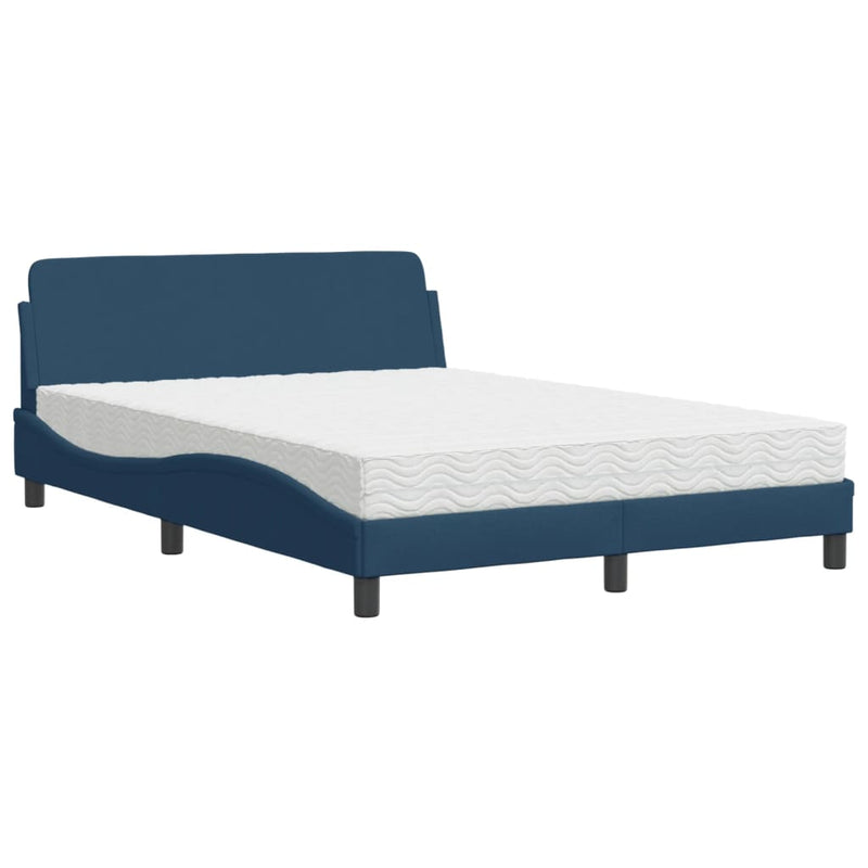 Bed met matras stof blauw 120x200 cm