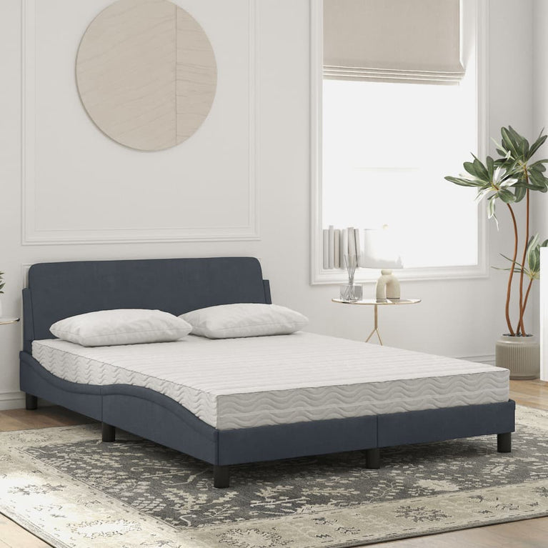 Bed met matras fluweel donkergrijs 120x200 cm
