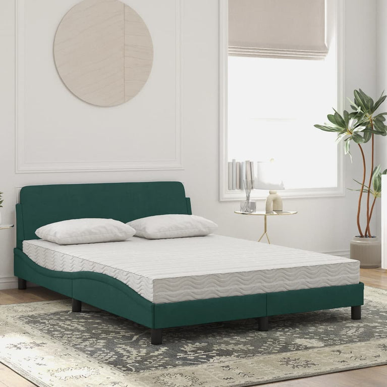 Bed met matras fluweel donkergroen 120x200 cm