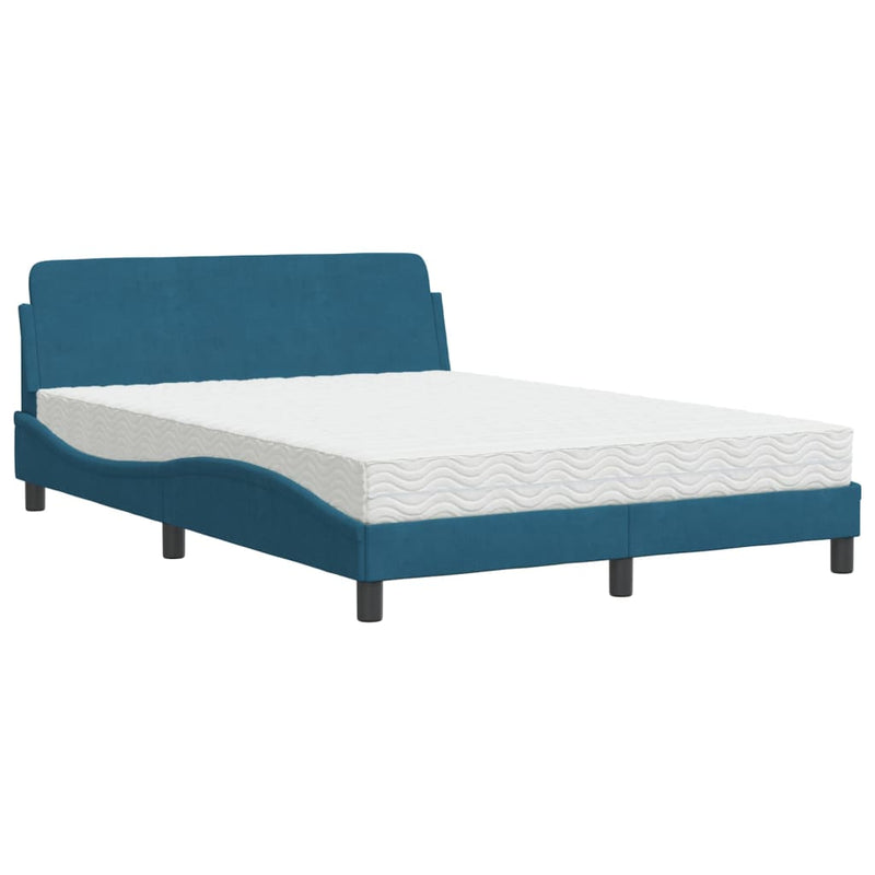 Bed met matras fluweel blauw 120x200 cm