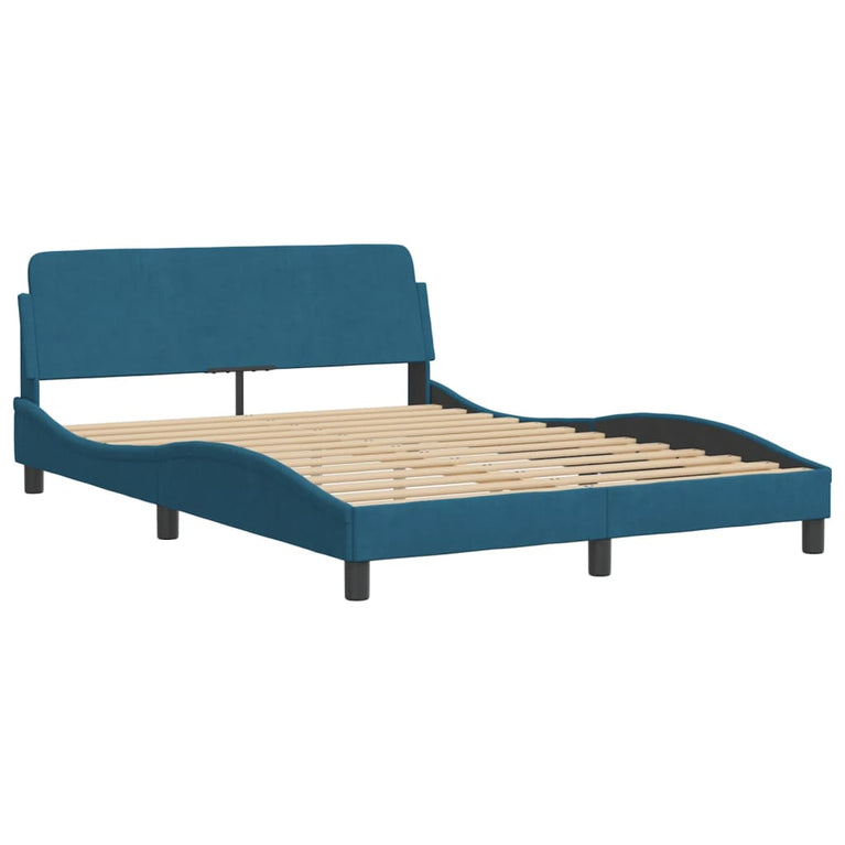 Bed met matras fluweel blauw 120x200 cm