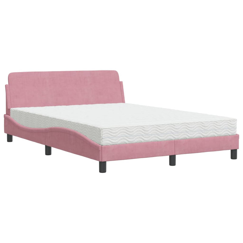 Bed met matras fluweel roze 120x200 cm