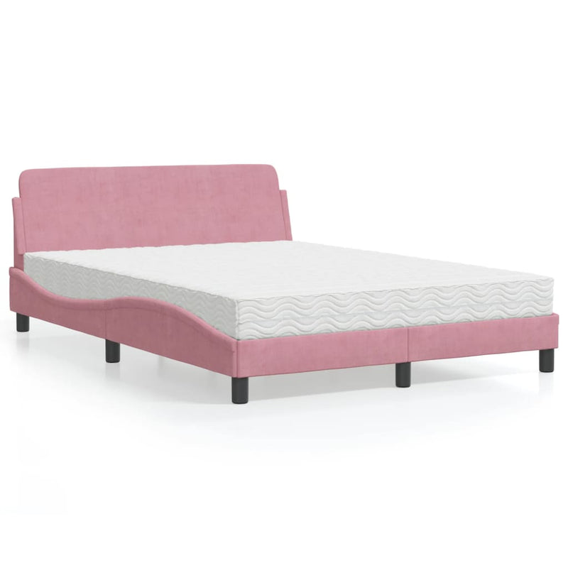 Bed met matras fluweel roze 120x200 cm