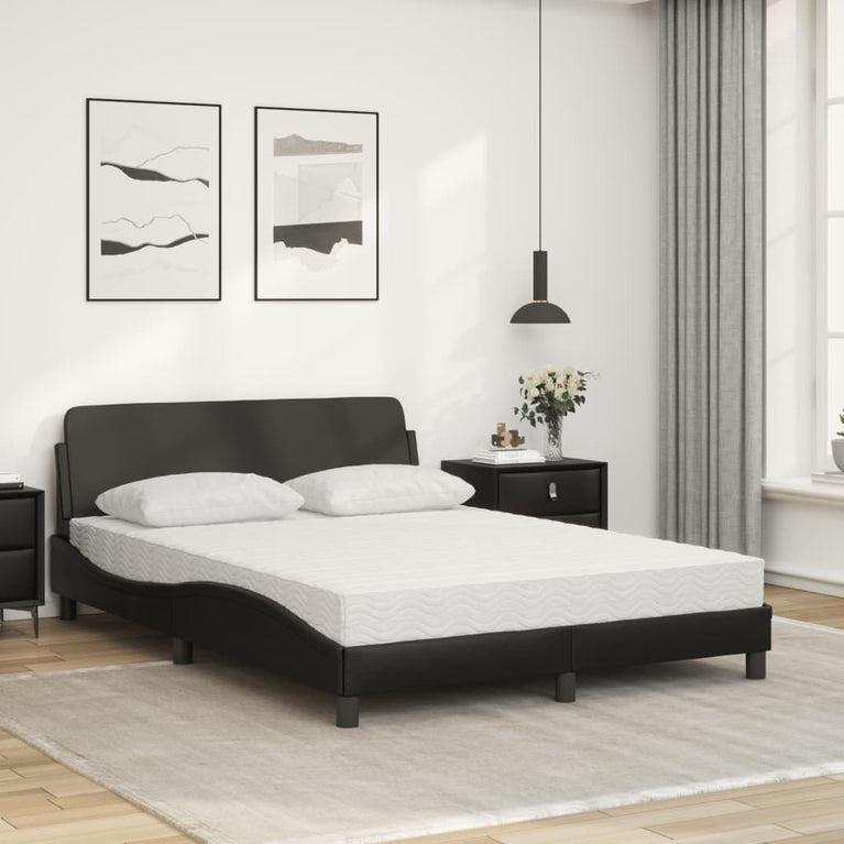Bed met matras kunstleer zwart 120x200 cm