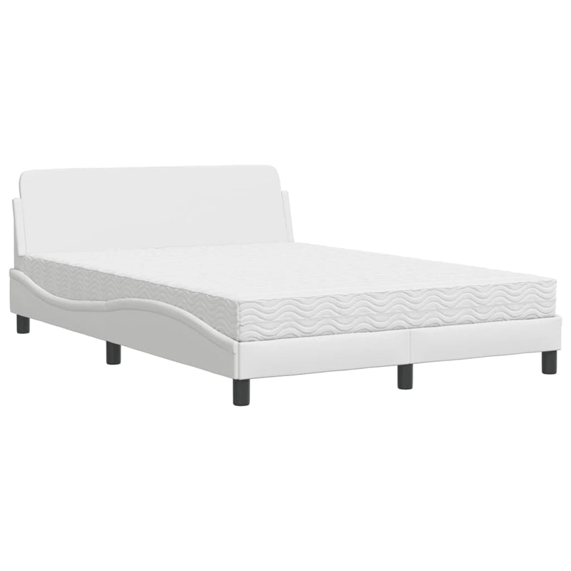 Bed met matras kunstleer wit 120x200 cm