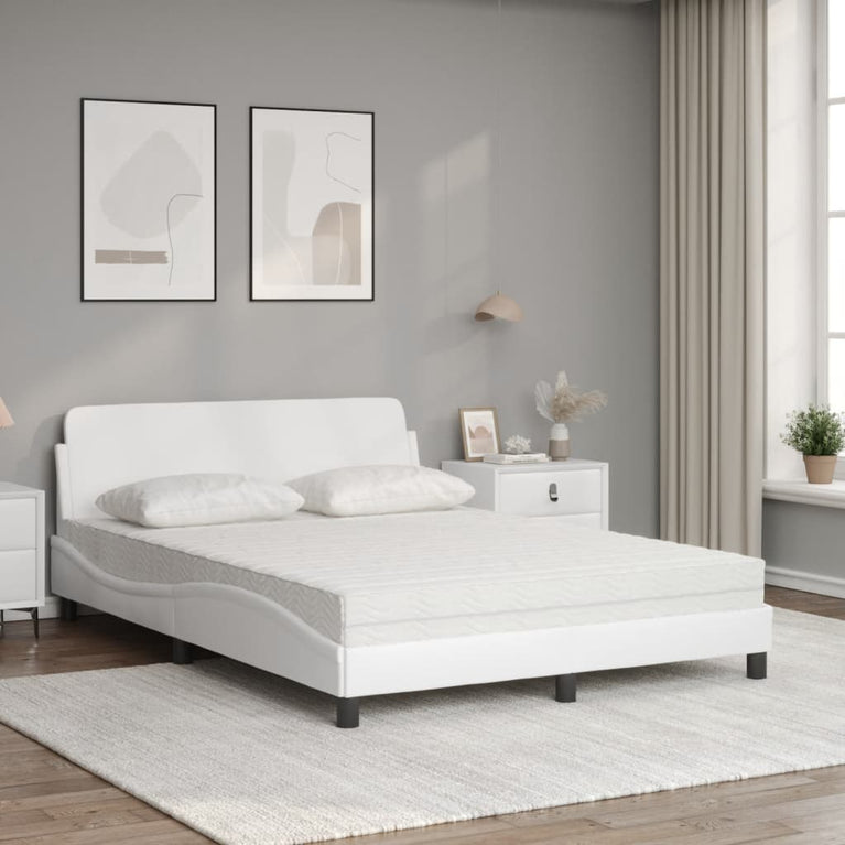 Bed met matras kunstleer wit 120x200 cm