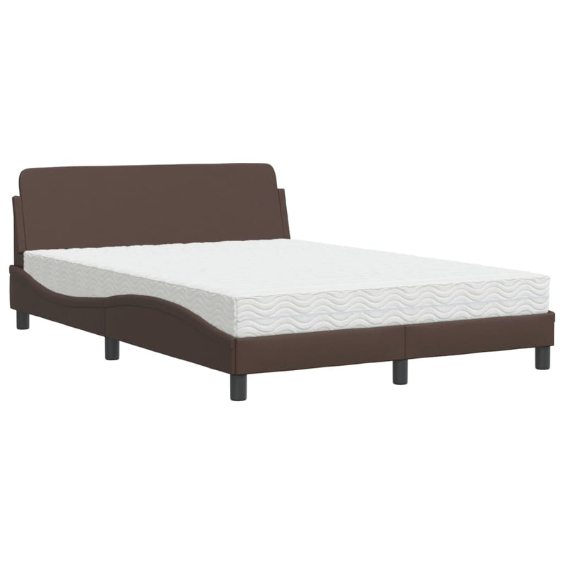 Bed met matras kunstleer bruin 120x200 cm