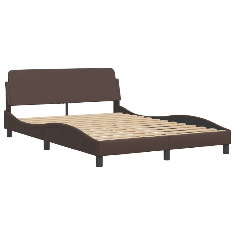 Bed met matras kunstleer bruin 120x200 cm