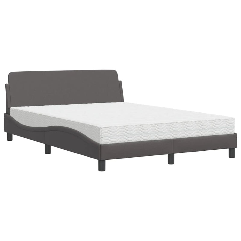 Bed met matras kunstleer grijs 120x200 cm