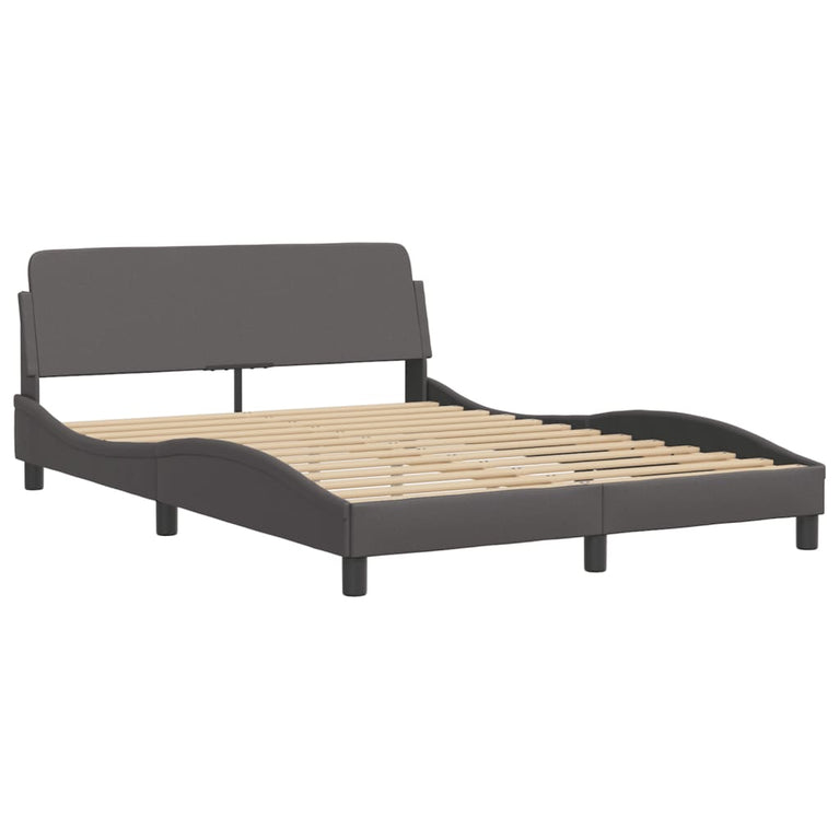 Bed met matras kunstleer grijs 120x200 cm