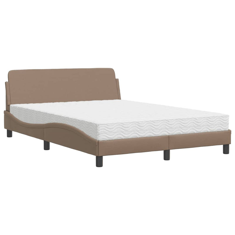Bed met matras kunstleer cappuccinokleurig 120x200 cm