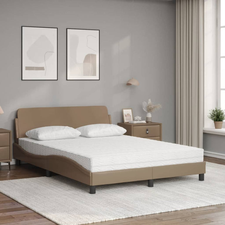 Bed met matras kunstleer cappuccinokleurig 120x200 cm