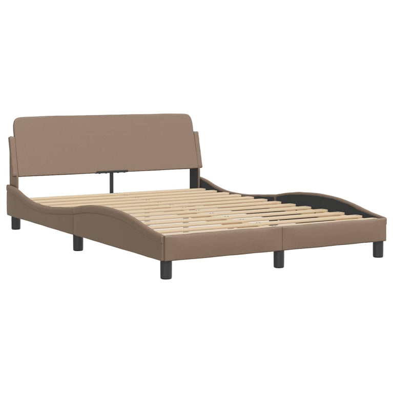 Bed met matras kunstleer cappuccinokleurig 120x200 cm