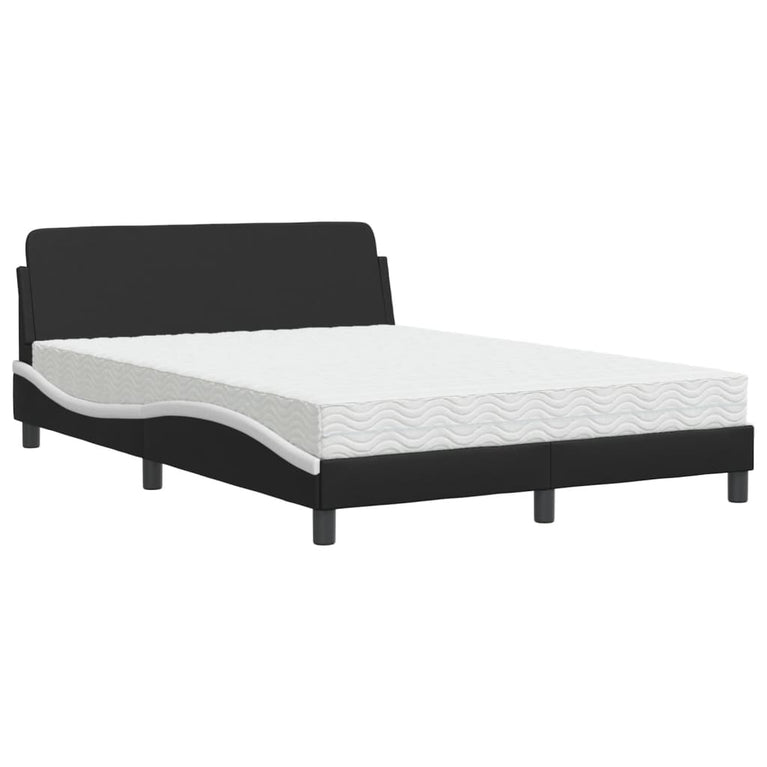 Bed met matras kunstleer zwart en wit 120x200 cm