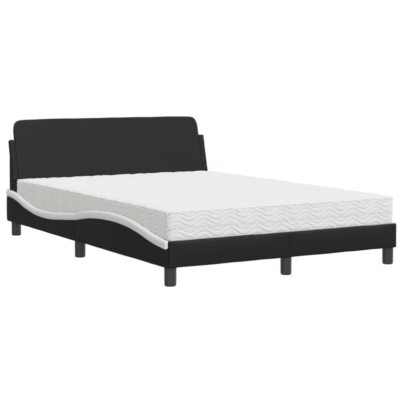 Bed met matras kunstleer zwart en wit 120x200 cm