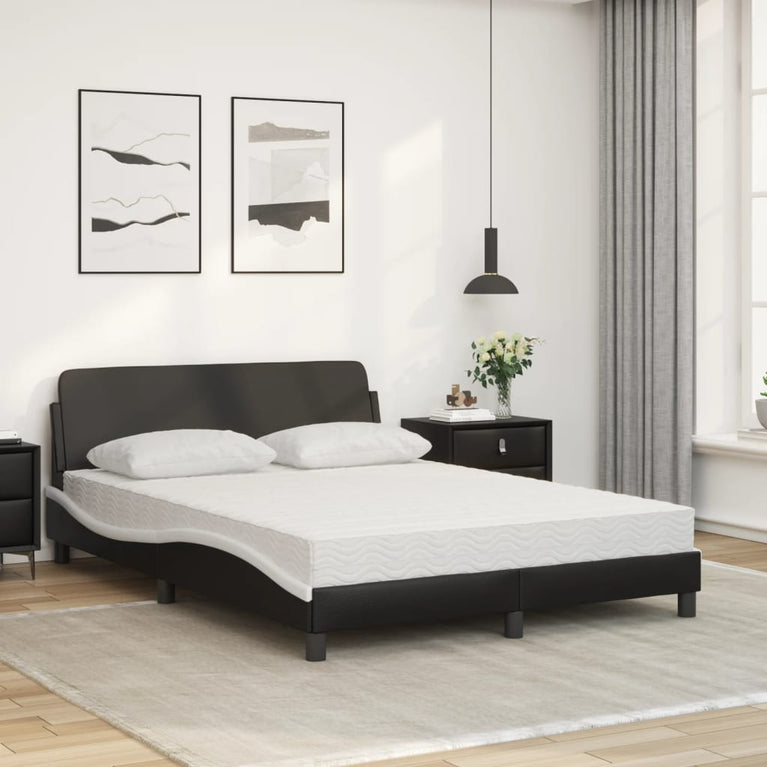 Bed met matras kunstleer zwart en wit 120x200 cm