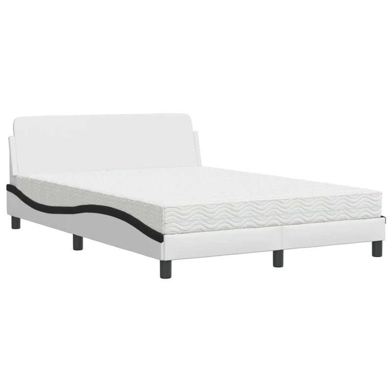 Bed met matras kunstleer zwart en wit 120x200 cm