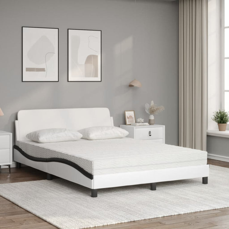 Bed met matras kunstleer zwart en wit 120x200 cm