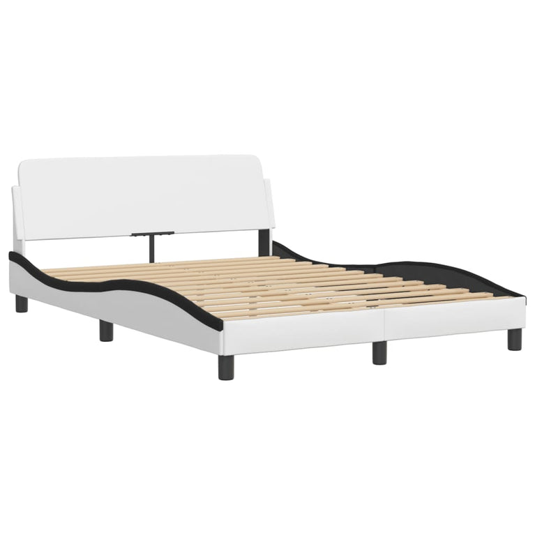 Bed met matras kunstleer zwart en wit 120x200 cm