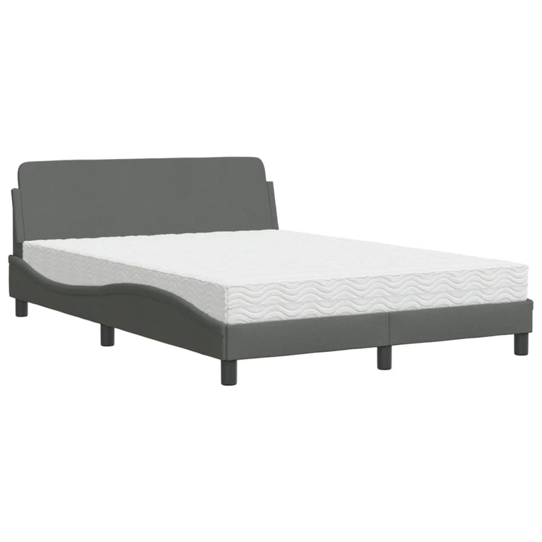 Bed met matras stof donkergrijs 140x190 cm