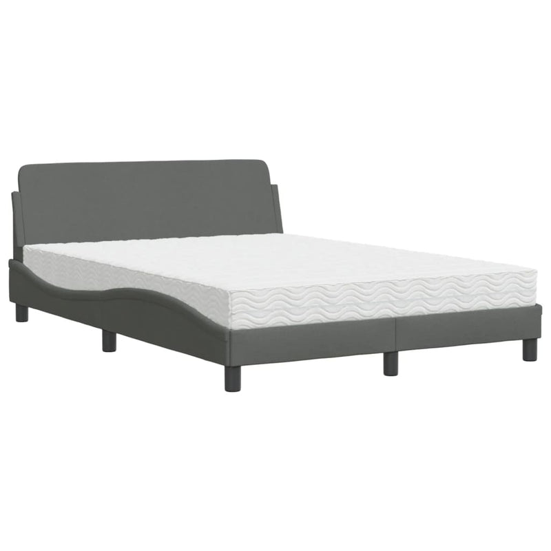 Bed met matras stof donkergrijs 140x190 cm