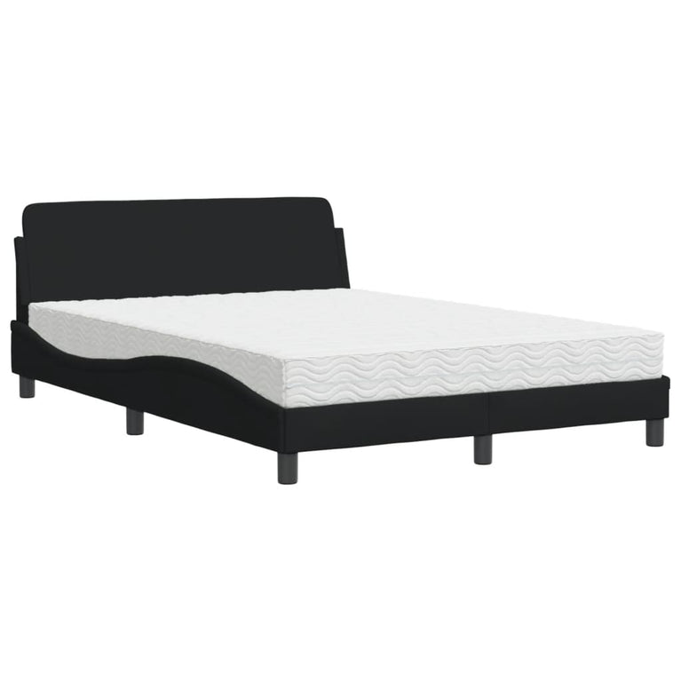 Bed met matras stof zwart 140x190 cm