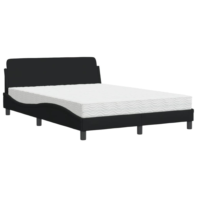 Bed met matras stof zwart 140x190 cm