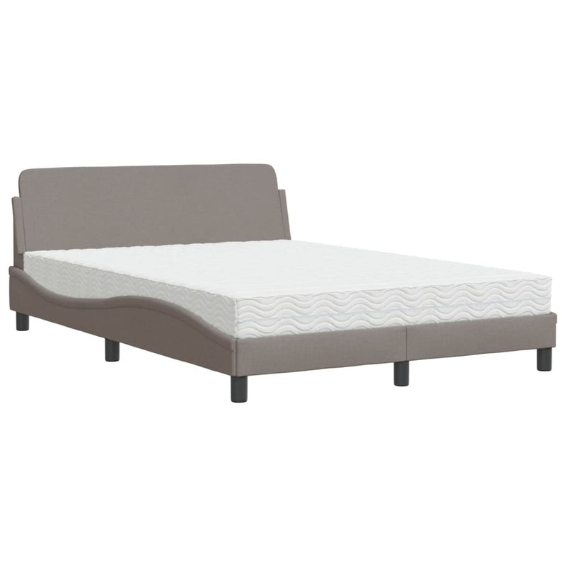 Bed met matras stof taupe 140x190 cm