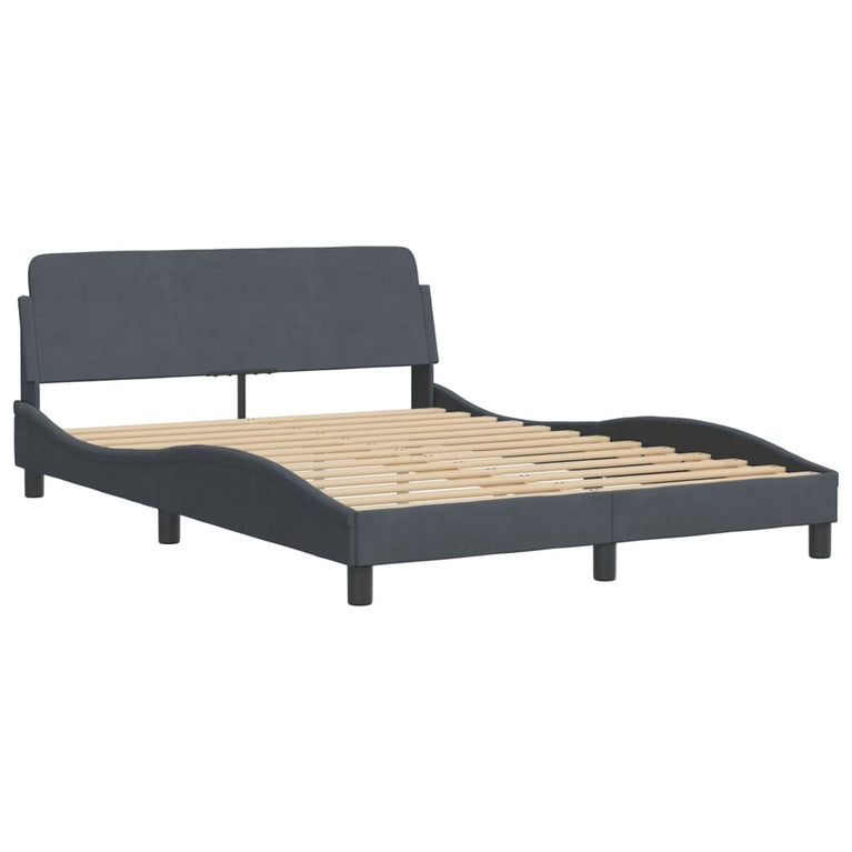 Bed met matras fluweel donkergrijs 140x190 cm