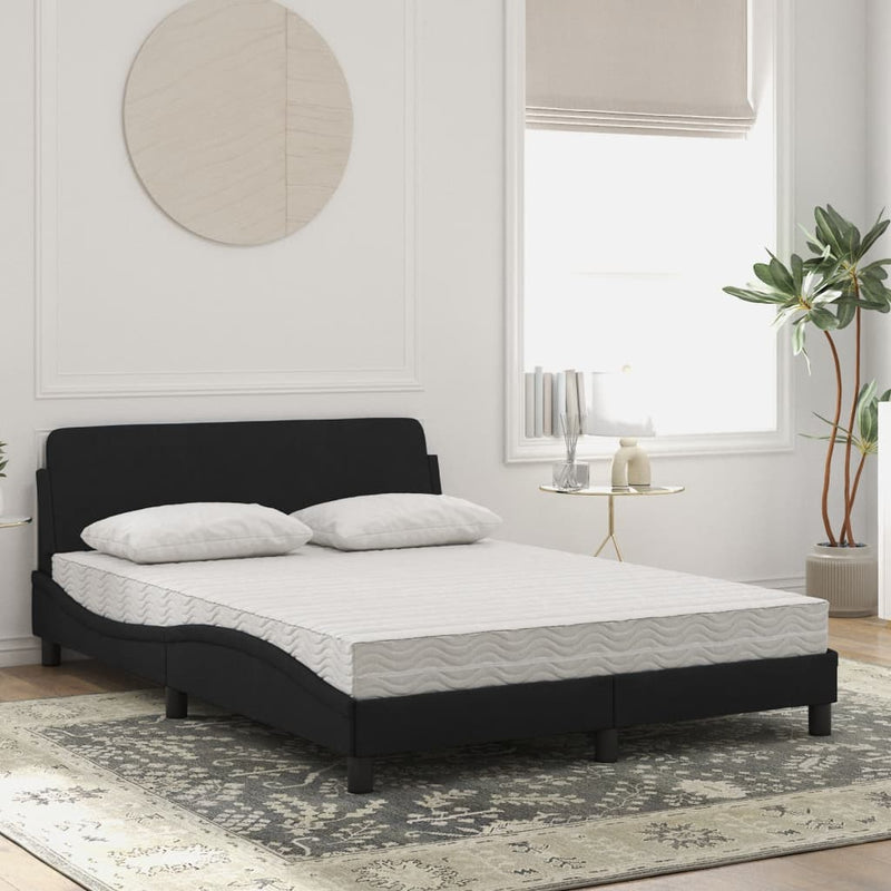 Bed met matras fluweel zwart 140x190 cm