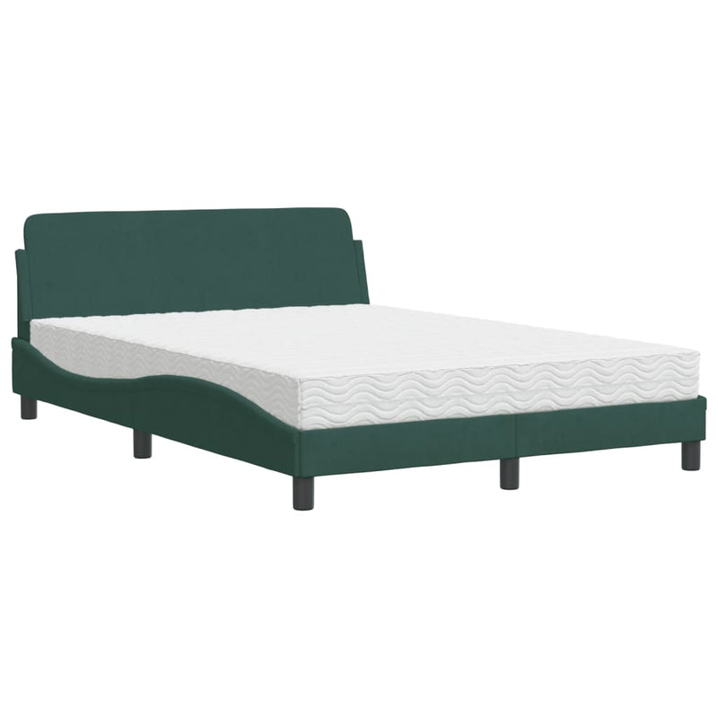 Bed met matras fluweel donkergroen 140x190 cm