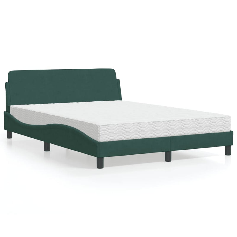 Bed met matras fluweel donkergroen 140x190 cm