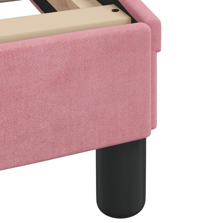 Bed met matras fluweel roze 140x190 cm