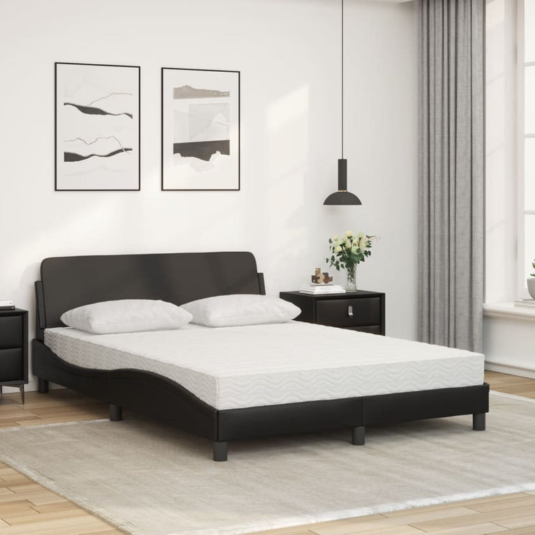 Bed met matras kunstleer zwart 140x190 cm