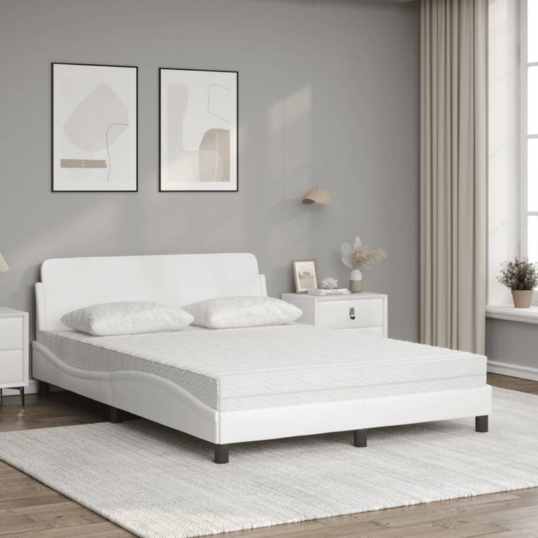Bed met matras kunstleer wit 140x190 cm