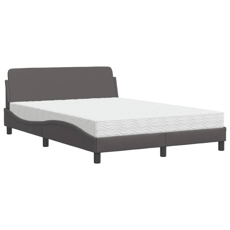 Bed met matras kunstleer grijs 140x190 cm