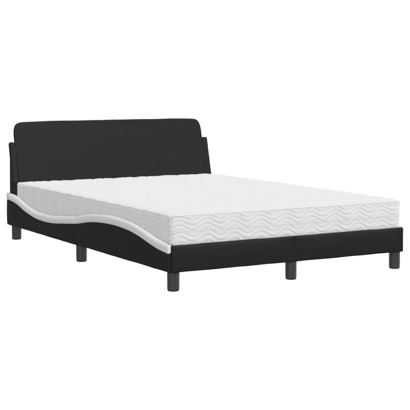 Bed met matras kunstleer zwart en wit 140x190 cm