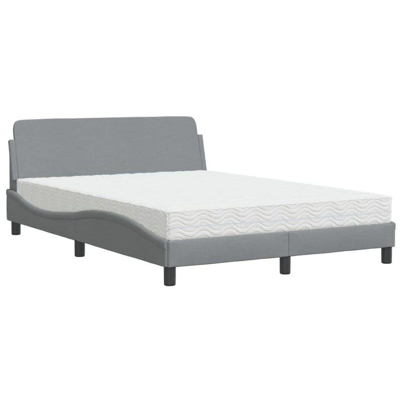 Bed met matras stof lichtgrijs 140x200 cm