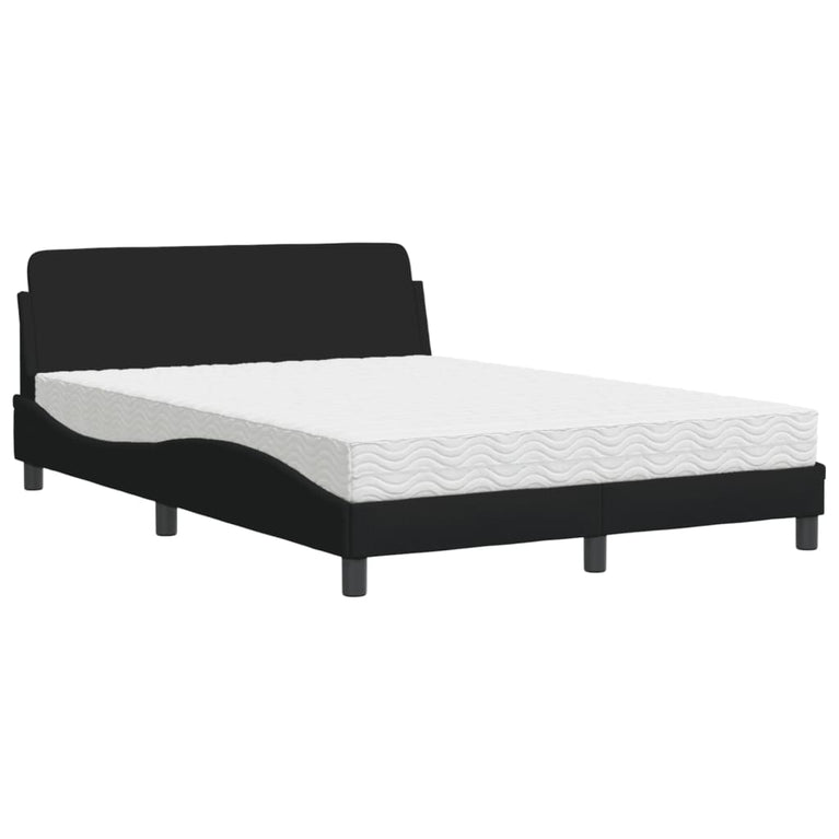 Bed met matras stof zwart 140x200 cm