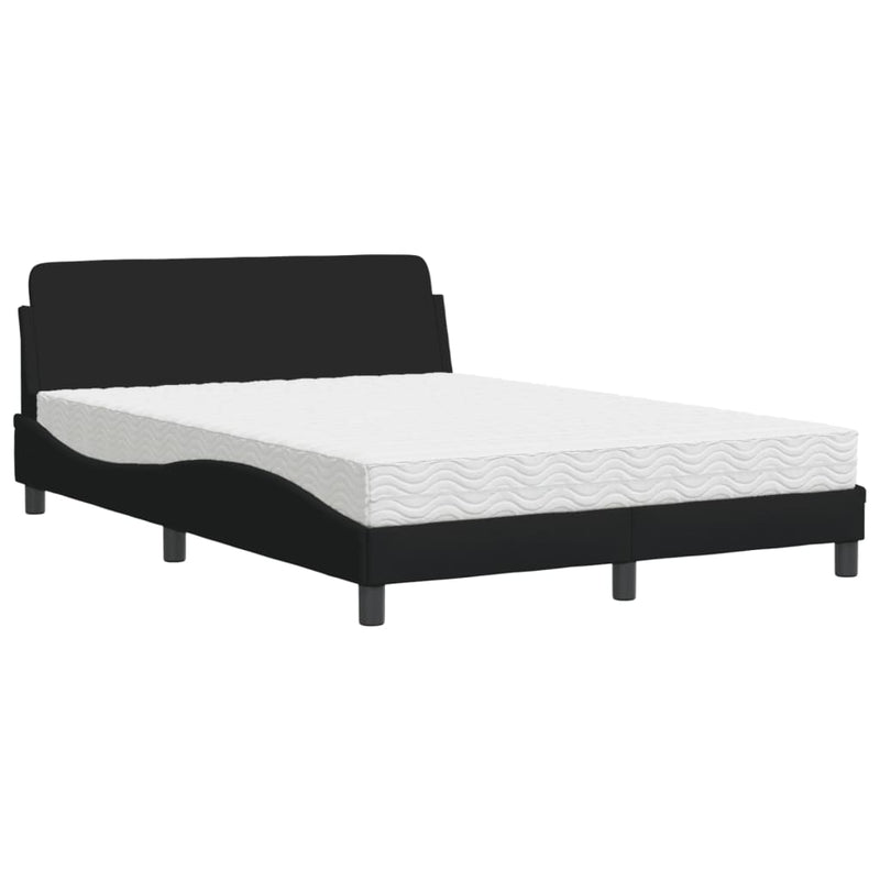 Bed met matras stof zwart 140x200 cm