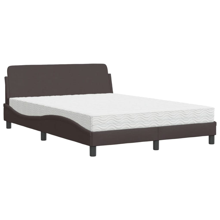 Bed met matras stof donkerbruin 140x200 cm