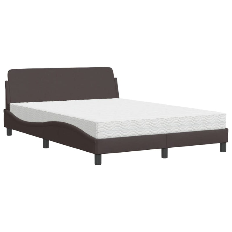 Bed met matras stof donkerbruin 140x200 cm