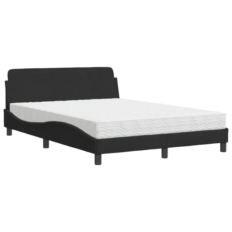 Bed met matras fluweel zwart 140x200 cm