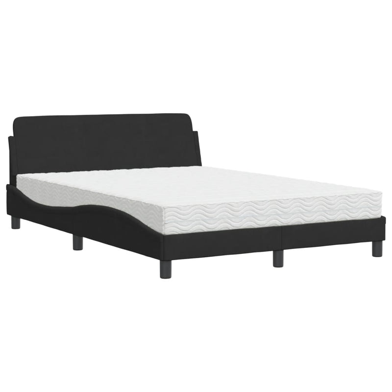Bed met matras fluweel zwart 140x200 cm